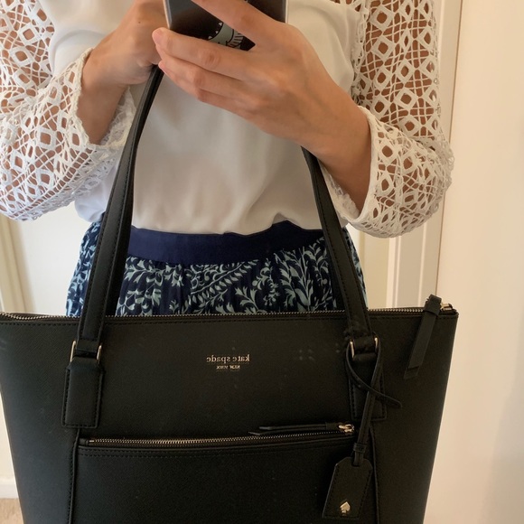 KATE SPADE CAMERON LARGE POCKET TOTE LEATHER BLACK - Picture 6 of 8
